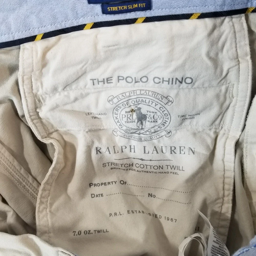 Polo Ralph Lauren Pants Mens 36x30 Beige Polo Classic Chino Straight Stretch